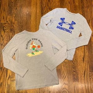 Bundle of 2 Boys Youth Sz Large Under Armour Long Sleeve Basketball T-Shirts 🏀